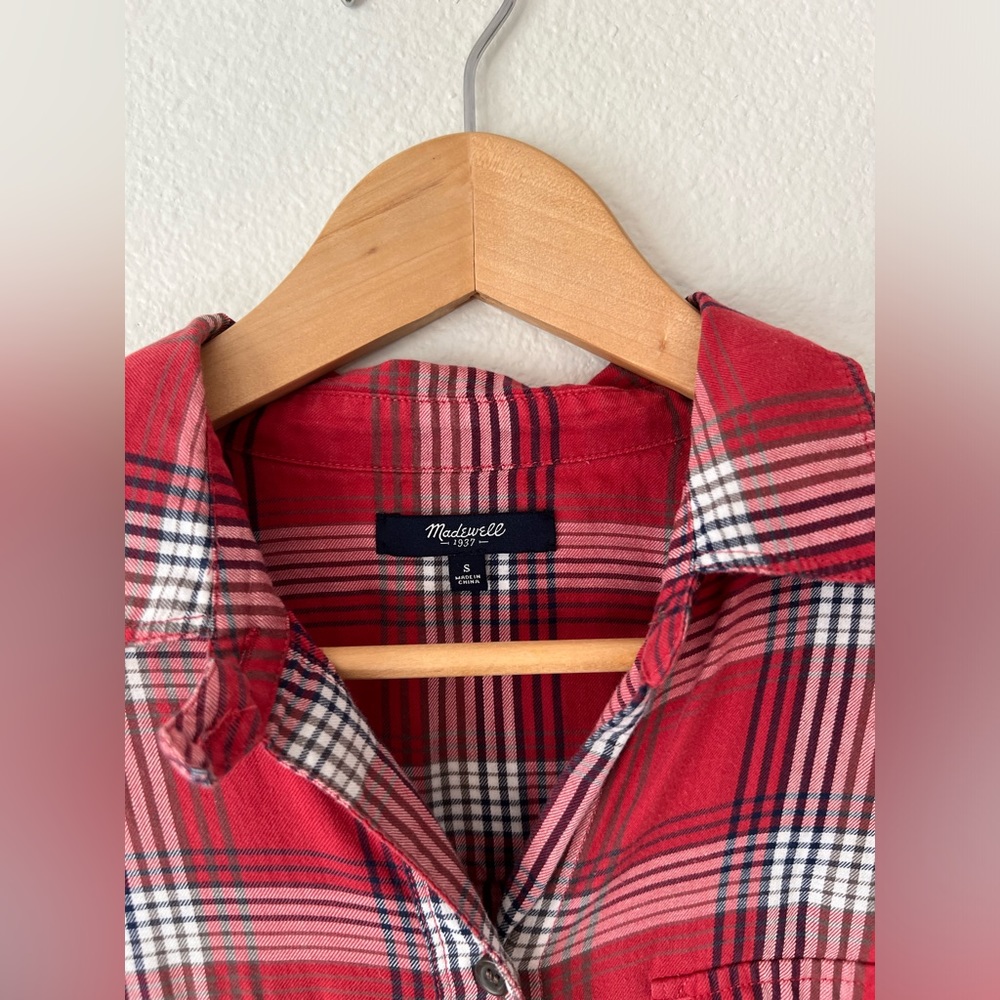Madewell Red Plaid Button Down - image 3